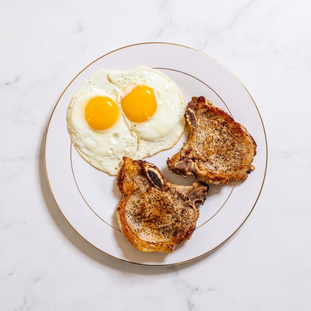 Pork Chop Breakfast Plate.
