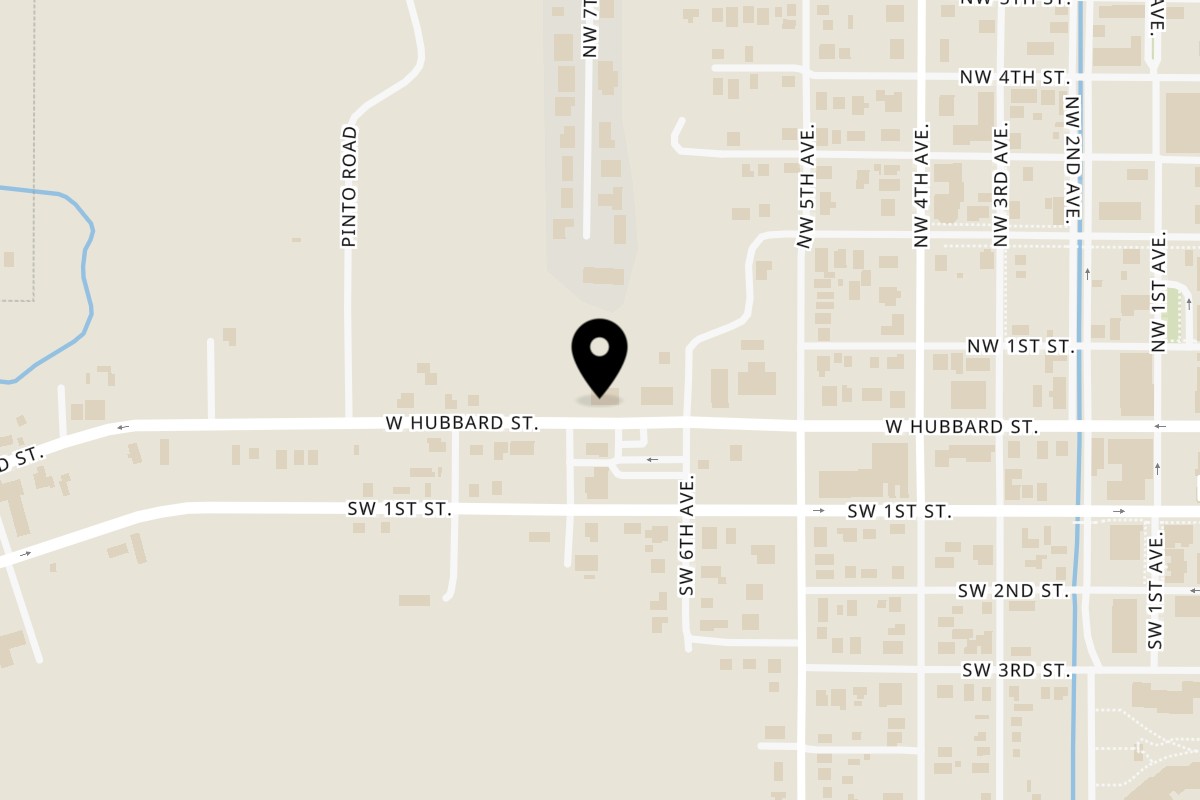Map showing the location of La Cienega Mexican Food on 708 W Hubbard St in Mineral Wells